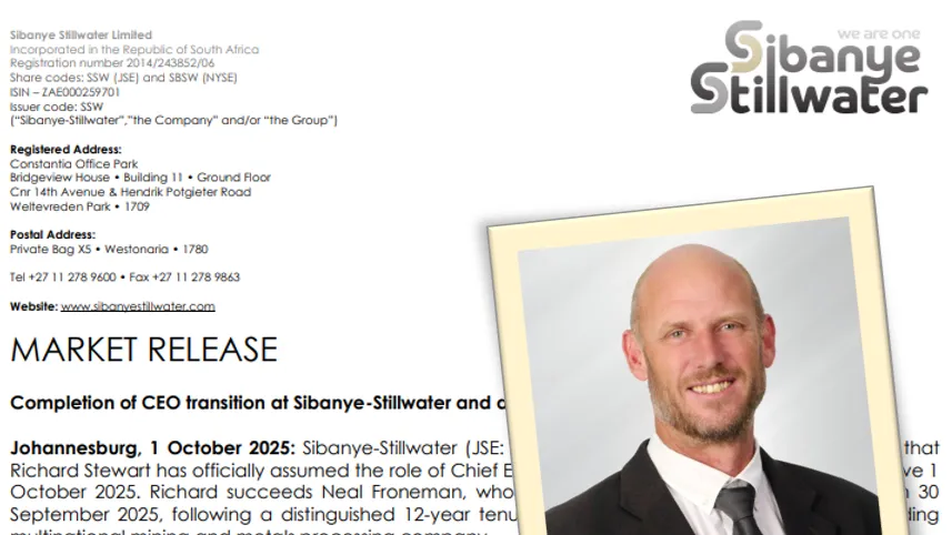 Richard Stewart Takes the Helm as CEO of Sibanye-Stillwater